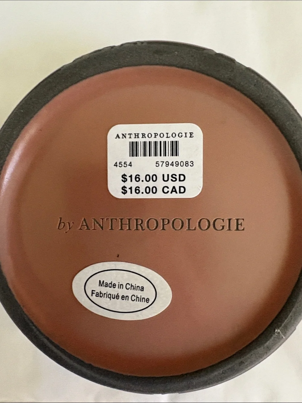 Anthropologie monogrammed B Lidded Pot - Rust Brown with gray 3.25”/1.75” NWT